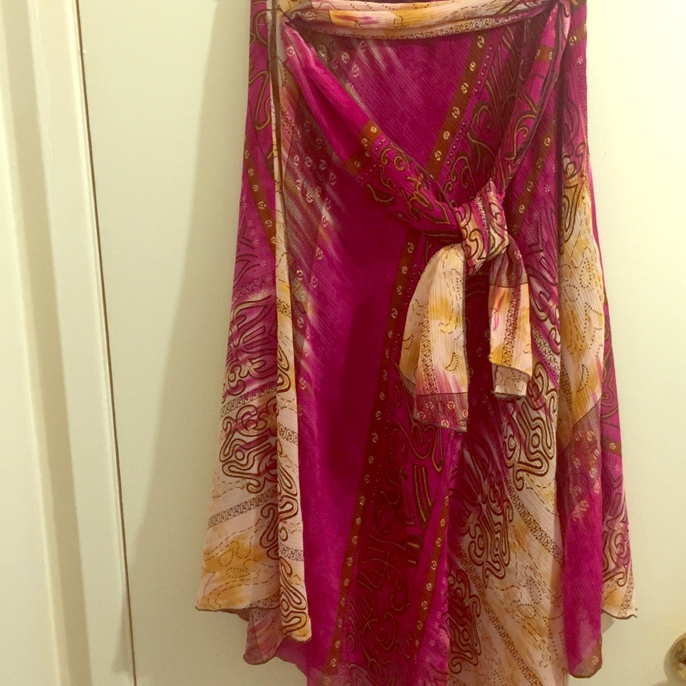 Ninety Women’s Swirl Bottom Skirt w/Tie Sash